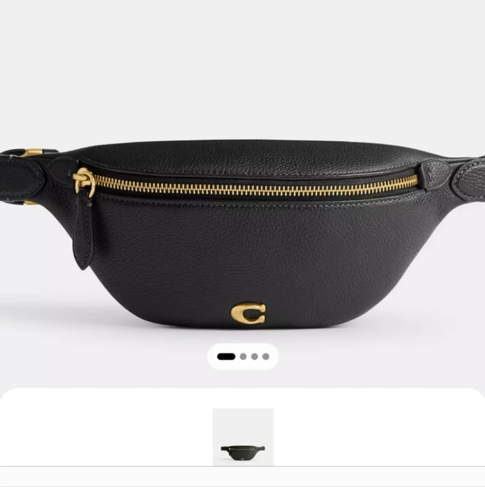 New! Essential Black Leather Belt Bag #CR507 - Picture 8 of 9